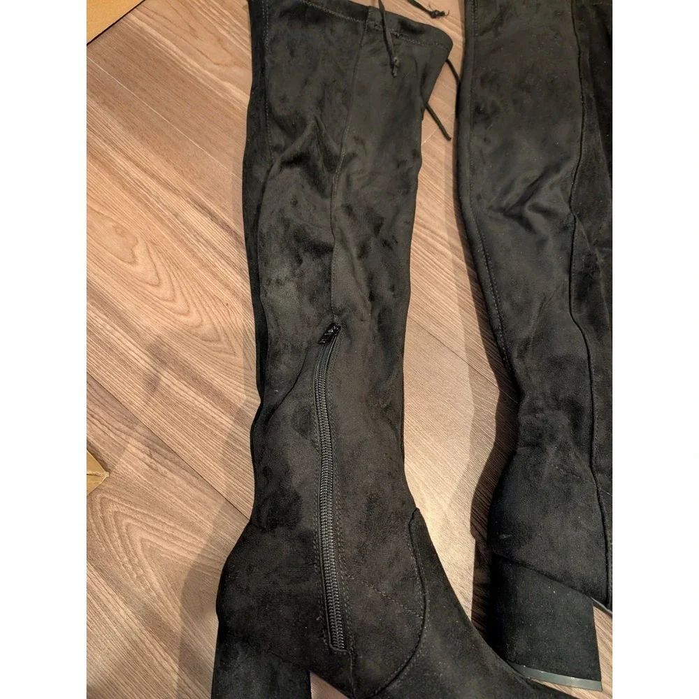 Sugar Women Shoes 6M Ollie‎ Over The Knee Pull On Black Boots Faux Suede